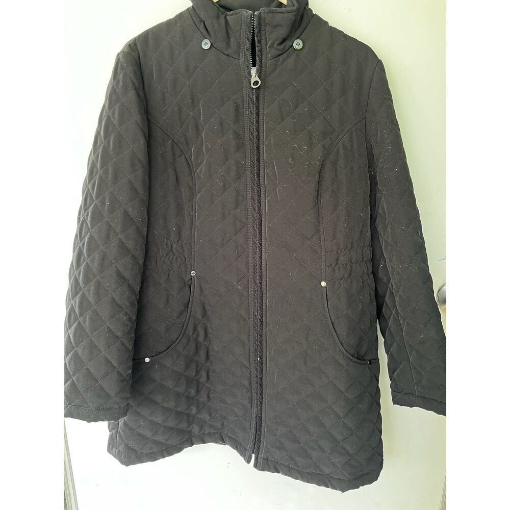 Shelli Segal quilted puffer jacket womens with detachable hood